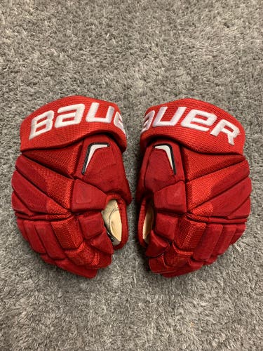 Bauer Vapor APX2 Pro Stock Hockey Gloves 14” Red Wings Short Cuff - Pulkkinen
