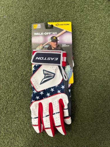 XL Easton Walk off Batting Gloves Red, White and Blue (New)