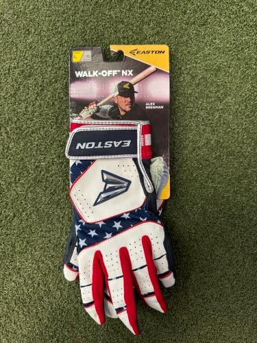 Large Easton Walk off Batting Gloves Red, White and Blue (New)