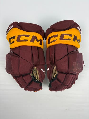 Used 15" CCM HGPJS Pro Stock Hockey Gloves - Maroon/Gold
