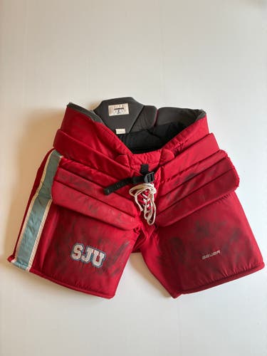 Used Senior XXL Bauer Pro Stock Hockey Goalie Pants - Red/Blue
