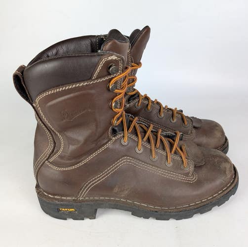 Danner Quarry 8" Brown Work Men's Boots Size: 10 Waterproof Vibram Leather 14549