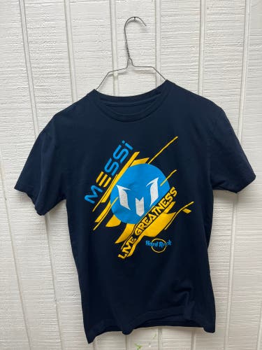 Hard Rock x Messi 10 Men’s Small Tee Casual Soccer Fan Gear Sportswear Blue/Gold