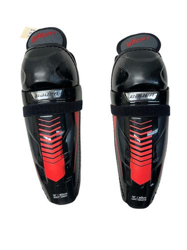 Used Bauer LIL SPORT Junior Shin Guards Black And Red 12" 11835-S000209684