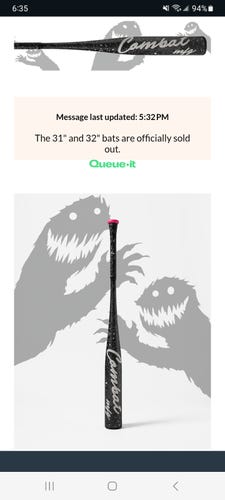 2026 Combat MFG Spec A1 crumb REAPER BBCOR Certified Bat (-3) 28 oz 31"