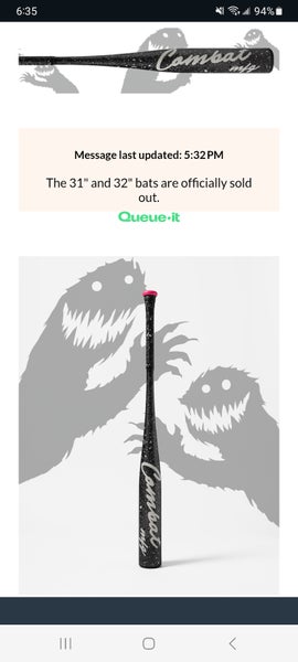 2026 Combat MFG Spec A1 crumb REAPER BBCOR Certified Bat (-3) 28 oz 31"