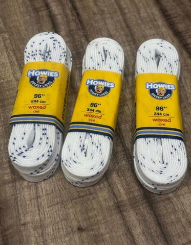 Howies Hockey 96” White Waxed Hockey Skate Laces Lot of 3 Pairs New