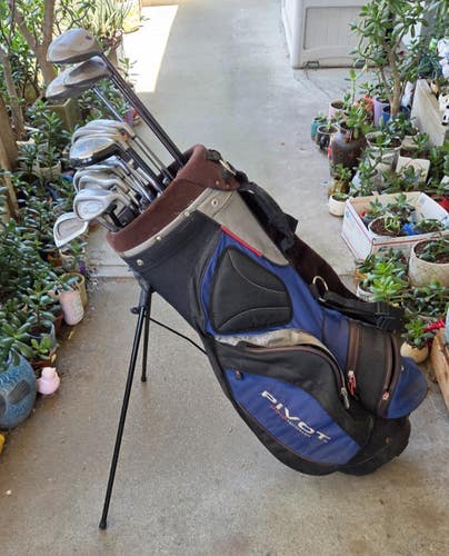 FULL SET MEN'S CALLAWAY WOODS & IRONS W 5 WAY STAND BAG NEW GRIPS VERY NICE SET