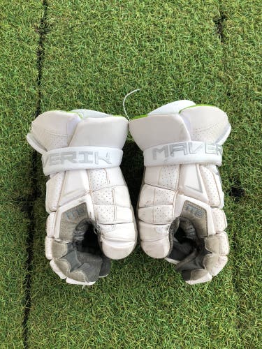 White Maverik M6 Lacrosse Gloves (Used)