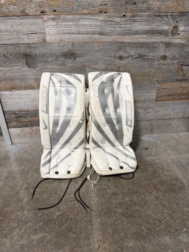 White 24" Youth Bauer Supreme One55 Goalie Leg Pads (Used)