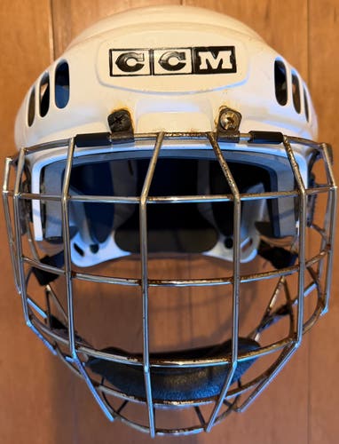 CCM Tacks 852 Helmet Combo - White Sr Medium w/ Rare Jofa 480 Sweden Cage (Used)