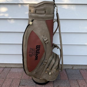 Wilson NFL Staff Cart Carry Golf Bag Faux Leather Tan Brown Pigskin Raincover