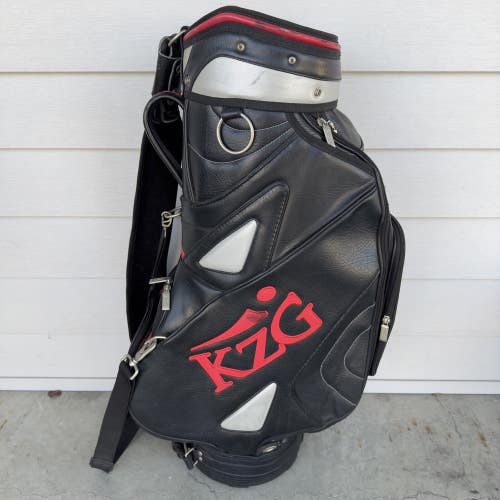 READ KZG Staff Tour Caddy Golf Bag Black Red 6 Way Divider