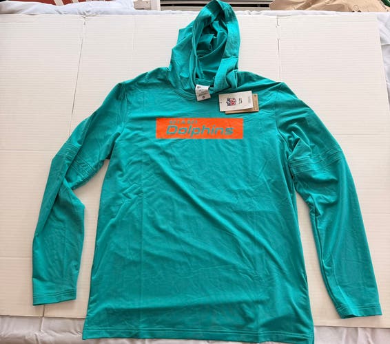 NWT Nike Miami Dolphins Sideline Pure Fury Dri-FIT Hoodie Mens L