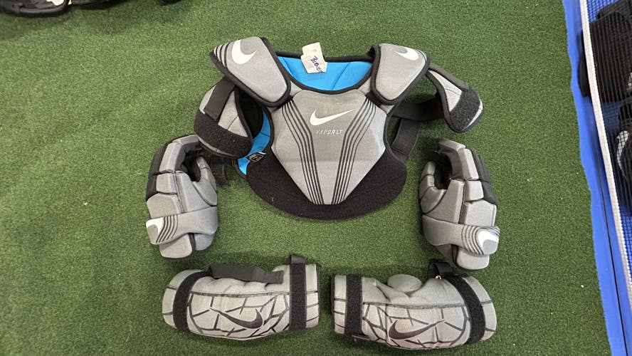 Nike Vapor LT Complete Lacrosse Set | Youth Medium | Shoulder Pads + Gloves + Arm Guards