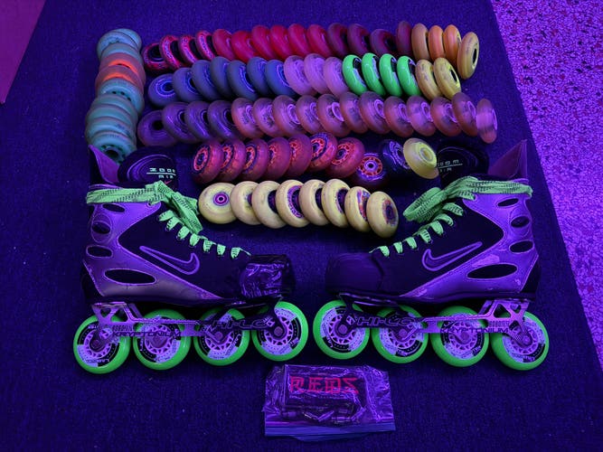 Mission Nike Inline Skates Size 10 (Used) + 78 Wheel Lot