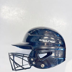 Used Rawlings RCFH 6 1/2 7 1/2 Batting Helmet w/Mask Black One Size 11860-S000311239