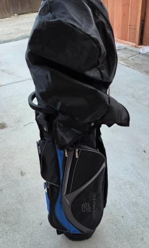 NEW MEN'S 9 PIECE GOLF SET PGF POWER PLAY 3 WOODS 5 IRONS PUTTER 15 WAY CART BAG