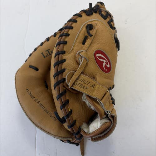 LHT Adult Size Rawlings RCM 7 Lite Toe Leather Baseball Catchers Mitt Glove MINT