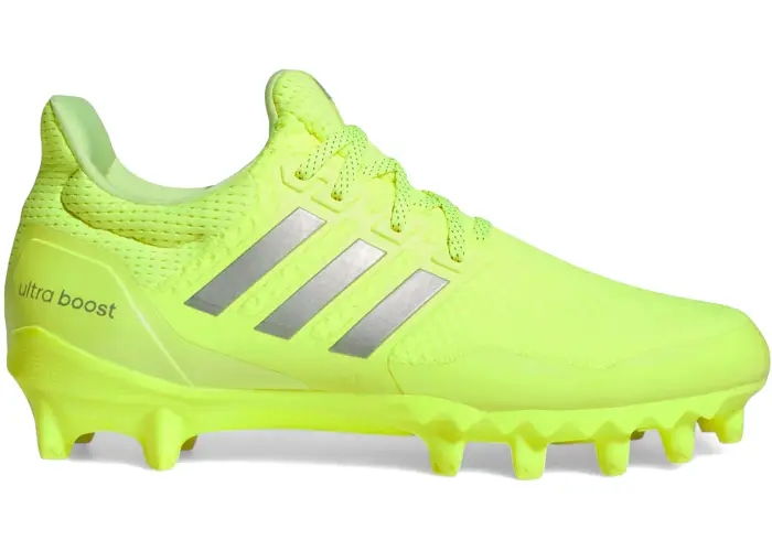 Size 9.5 - adidas Ultra Boost Football Cleats Solar Yellow Silver Metallic JP741