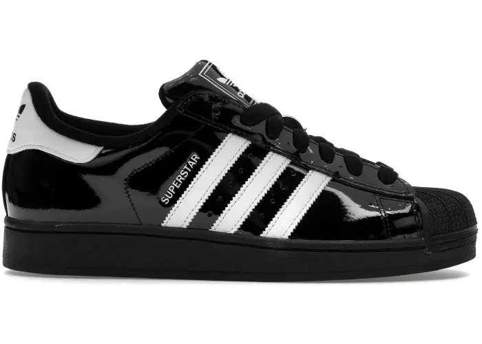 Size 8.5 - adidas Superstar II Black White Patent Leather JR7313