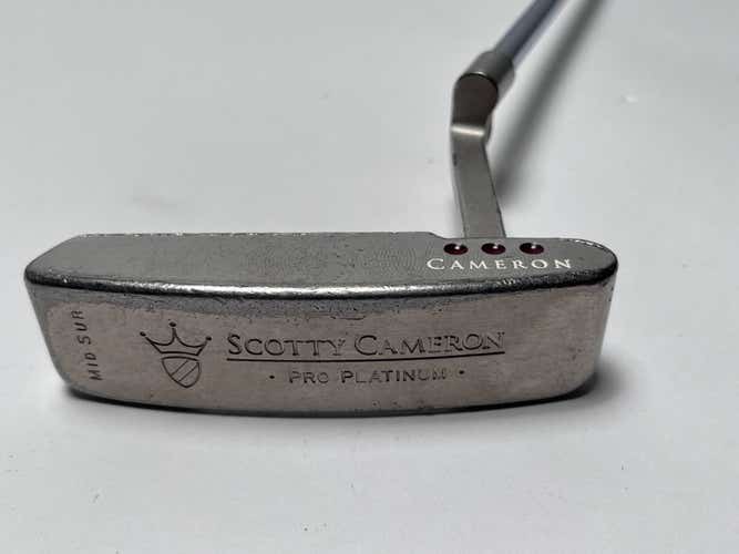 Scotty Cameron Pro Platinum Mid Sur Putter 34" SuperStroke Fatso 5.0 RH Cut Down