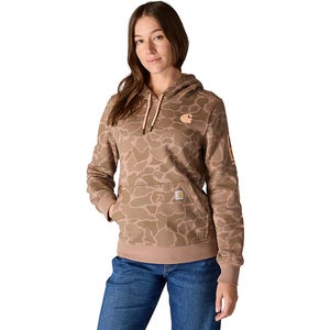 Carhartt Clarksburg Hoodie Women's Soft Sepia Camo Pullover Relaxed Fit JAX1729