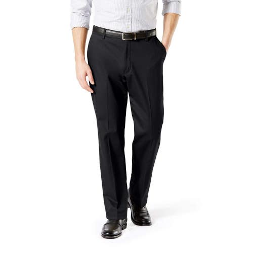 Dockers Signature Khakis Pants Men's 36-34 Black Pleated Straight Leg UPS1015