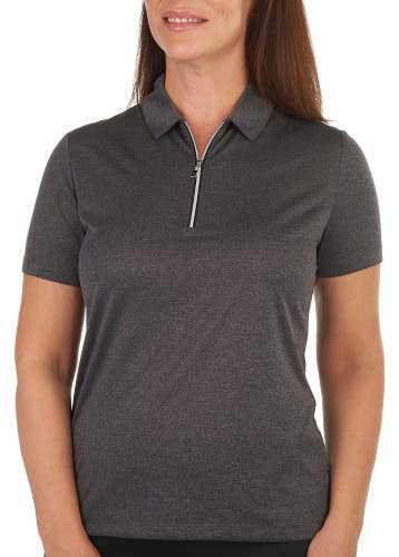 Callaway Pro Spin Polo Shirt Women's XL Black Heather 1/4 Zip Performance UPS945