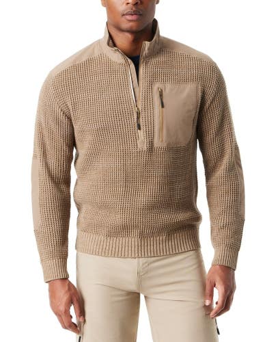 Bass Outdoor Sweater Mens Small Kelp Knit Regular Quarter Zip Mock Neck UPS1289