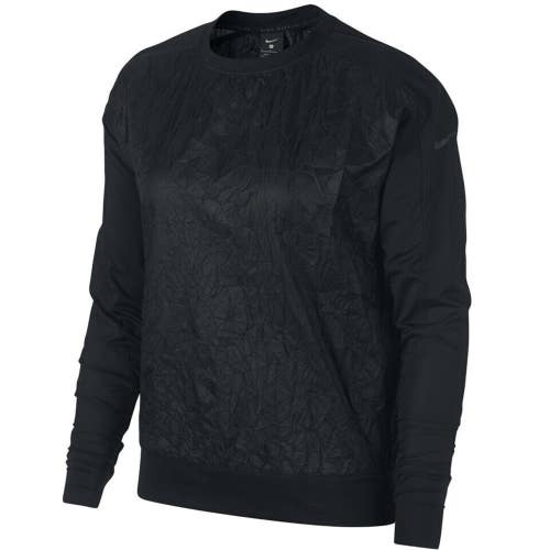 Nike Run Division Jacket Women XS Black Crew Neck Long Sleeve Activewear UPS1222