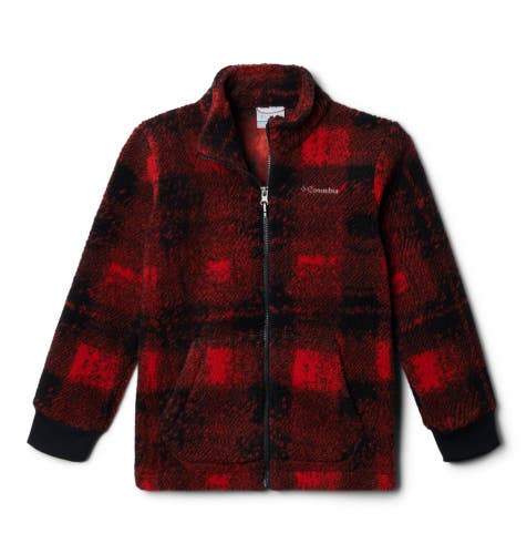 Columbia Rugged Ridge II Jacket Boys M Red Plaid Sherpa Fleece Full Zip UPS950