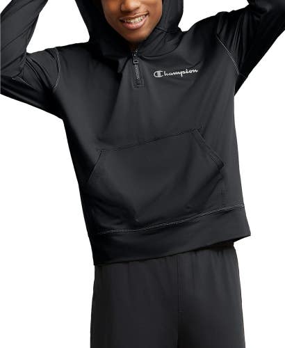 Champion All-Day Hoodie Men's Small Black Lightweight 1/4 Zip Activewear UPS1154
