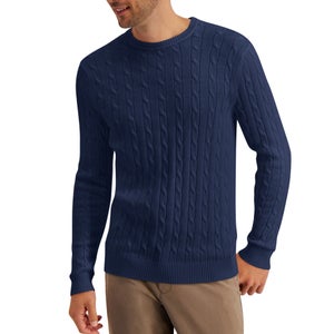 Club Room Sweater Men's XL Blue Cotton Crew Neck Long Sleeve Pullover UPS924