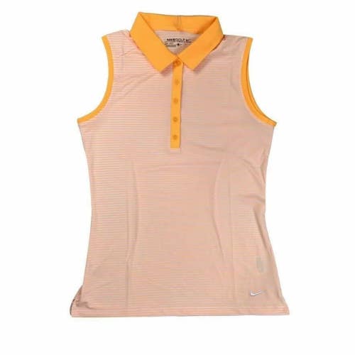 Nike Victory Polo Shirt Women's L Pink Orange Dri-FIT Sleeveless Active UPS928