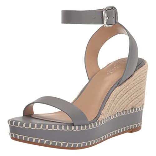 Lauren Ralph Lauren Hilarie Sandals Womens 8.5 Gray Wedge Heel Espadrille UPS926
