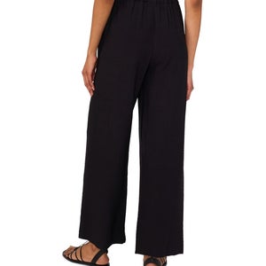 Vince Camuto Pants Women's Large Rich Black Flat Front Mid Rise Wide Leg UPS949