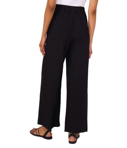 Vince Camuto Pants Women's Large Rich Black Flat Front Mid Rise Wide Leg UPS949