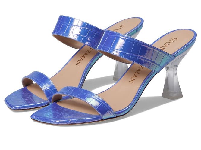 Stuart Weitzman Kristal Sandals Women's US 9.5 B Violet Ice Flared Heel RHS8760