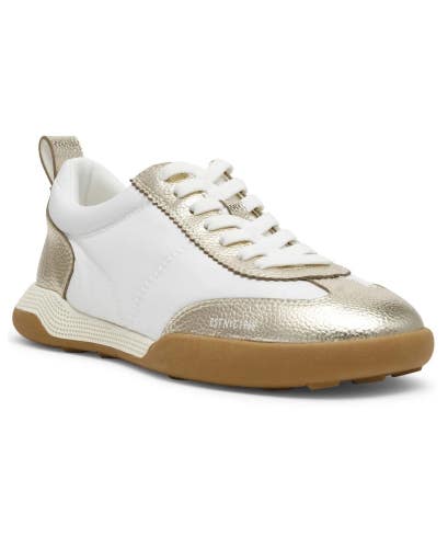 Anne Klein Westside Sneakers Women's 7.5 White Gold Lace Up Casual Shoes RHS8737