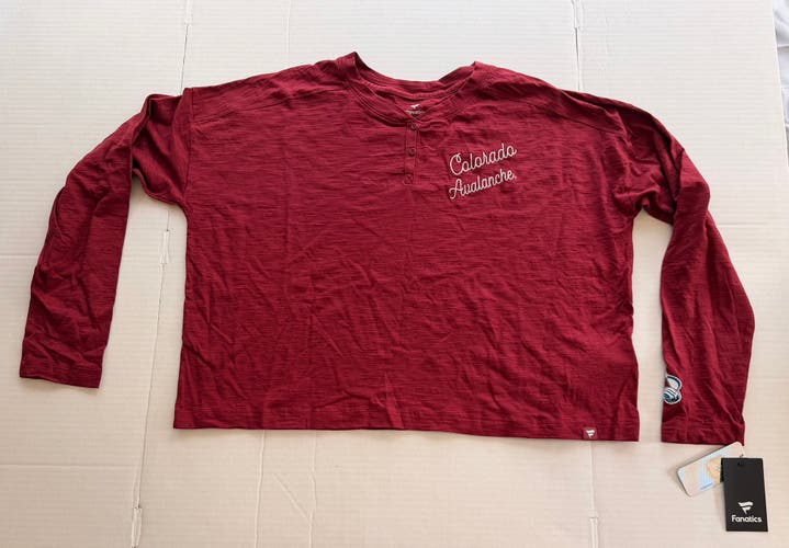 Women's Fanatics Colorado Avalanche Oversized Henley Long Sleeve Size XL NWT
