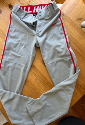 Gray with Red Pinstripes Youth Large Youth Nike Game Pants (Used)