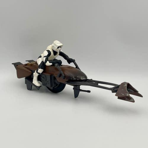 1997 Kenner Star Wars Speeder Bike Power of the Force POTF2 w Scout Trooper