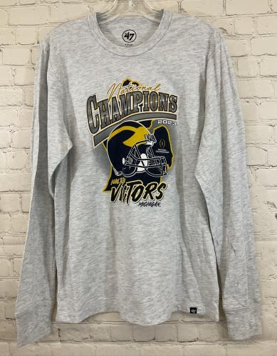 '47 MICHIGAN WOLVERINES 2023 CHAMPIONSHIP Long-Sleeve Shirt Grey S Small