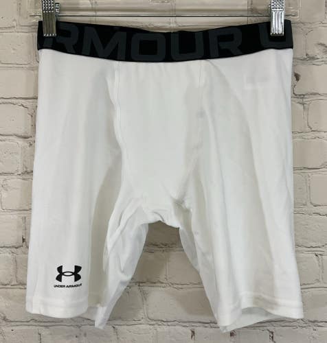 Under Armour 1361737 Boy's HEATGEAR Fitted Compression Shorts White YLG