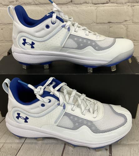Under Armour 3024328-101 Glyde Women's Softball Metal Cleats White Blue US 7