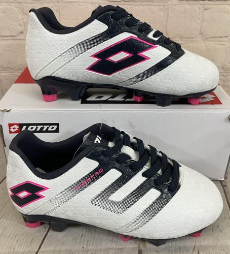 Lotto 214607 B6E Maestro 700 IV FG JR Soccer Cleats White Navy Vivid Fuchsia 12