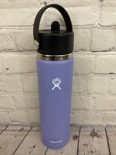 Hydro Flask 24oz Insulated Bottle Wide Mouth Flex Straw Lid Handle Lupine Purple