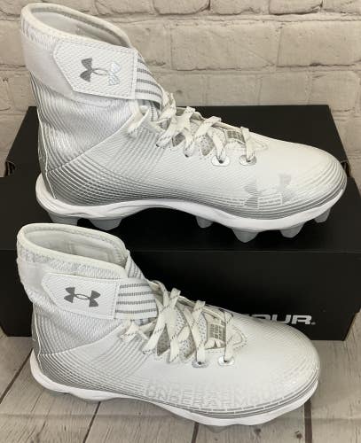 Under Armour 3023724-102 Highlight Franchise JR Football Cleat White Silver 10K