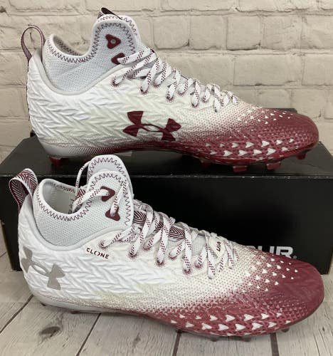 Under Armour 3026334-107 Spotlight Clone 3.0 MC Football Cleats White Red US 13